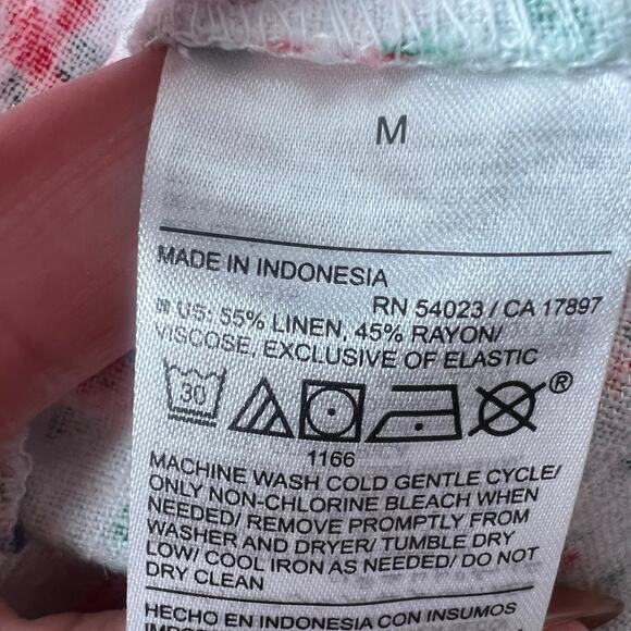 Old Navy Linen Blend Fit & Flare Floral Midi Dress Sz M Peasant Cottagecore - Picture 13 of 13